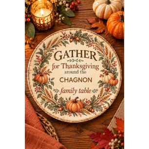 Personalised Vintage Farmhouse Thanksgiving Paper Plate