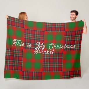 Personalised Vintage Feel Christmas Holiday Plaid Fleece Blanket