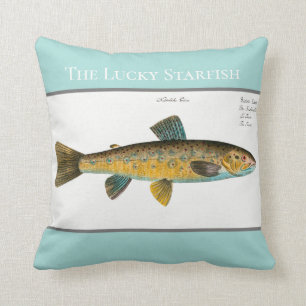 Personalised Vintage Fishing Trout Watercolor Cushion