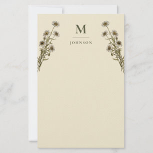 Personalised Vintage Floral Botanical Monogram Stationery