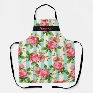 Personalised vintage floral custom text Apron