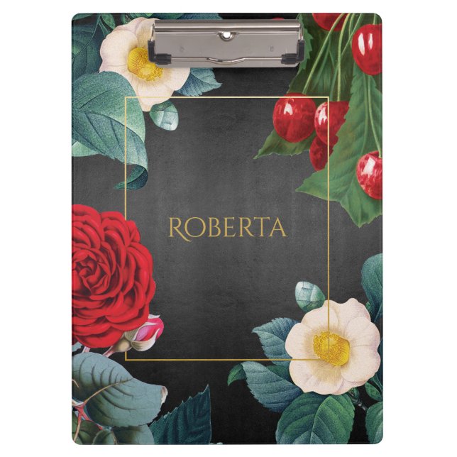 Personalised Vintage Floral Elegance Clipboard (Front)