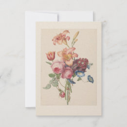 Personalised Vintage Floral Fine Art Bouquet Thank You Card