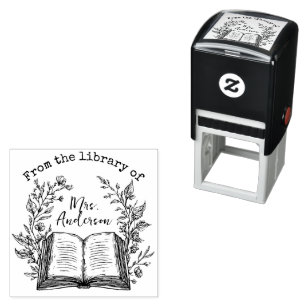Personalised Vintage Floral Library Book Stamp 