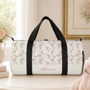 Personalised Vintage Floral Monogram Duffle Bag