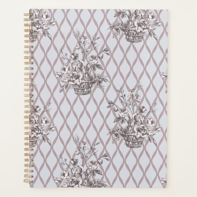Personalised Vintage Floral Planner in Soft Blue (Front)