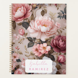 Personalised Vintage Floral Planner with Name