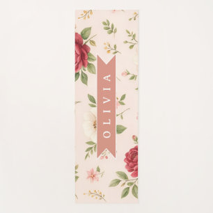 Personalised Vintage Floral Romantic Name Gift Yoga Mat