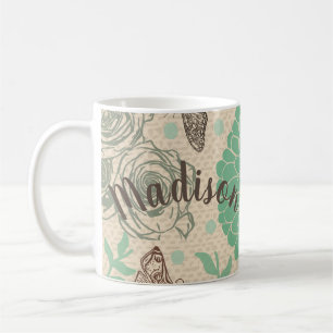 Personalised Vintage Floral Rose Garden Coffee Mug