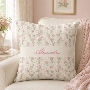 Personalised Vintage Floral Rose Monogram Cushion