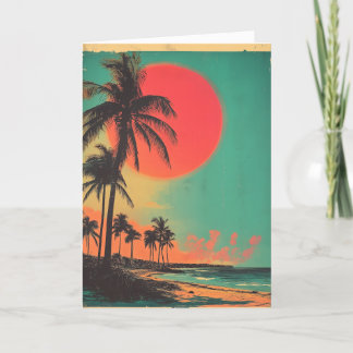 Personalised Vintage Florida Palm Tree Beach Card