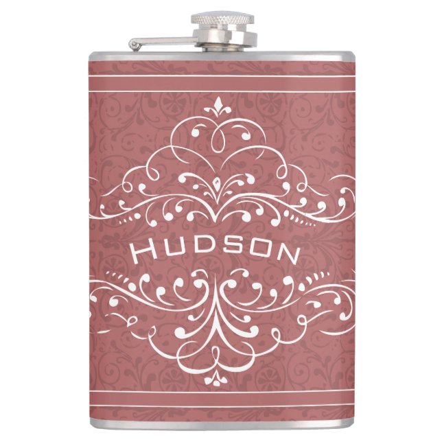 Personalised Vintage Flourish Mr. Hipster Hip Flask (Front)