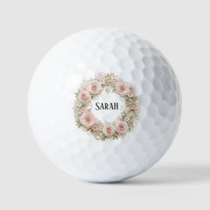 personalised vintage flower wreath golf ball