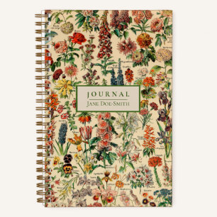 Personalised Vintage Flowers Dot Grid Journal