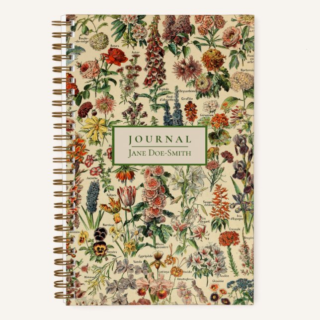 Personalised Vintage Flowers Dot Grid Journal (Front)