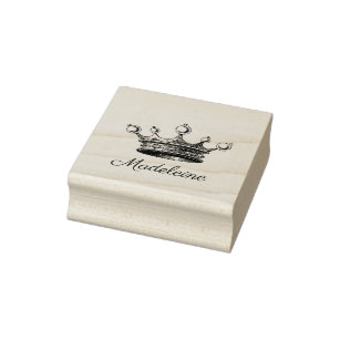 Personalised Vintage French Crown Wooden Stamp