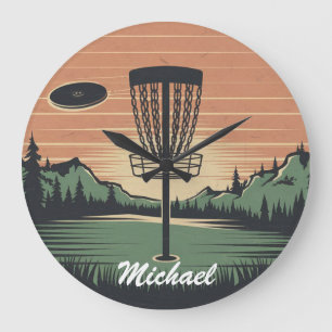 Personalised Vintage Frisbee Disc Golf Basket      Large Clock