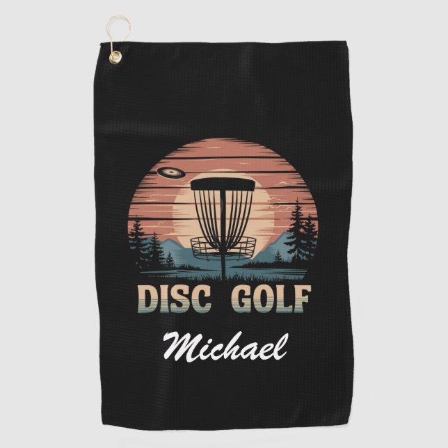 Personalised Vintage Frisbee Disc Golf Basket      Towel (Front)