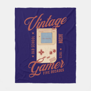 Personalised Vintage Gamer 50th Birthday Gift Fleece Blanket