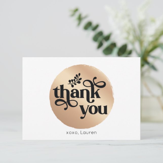 Personalised Vintage Gold Circle Flat Thank You (Standing Front)