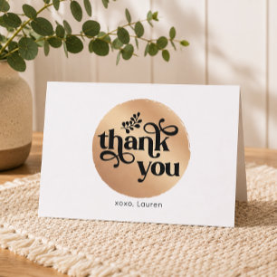 Personalised Vintage Gold Circle Flat Thank You Card