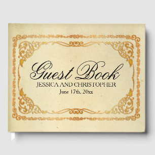Personalised Vintage Gold Frame Wedding Guest Book
