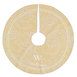 Personalised Vintage Gold Larkspur Flower Pattern Brushed Polyester Tree Skirt