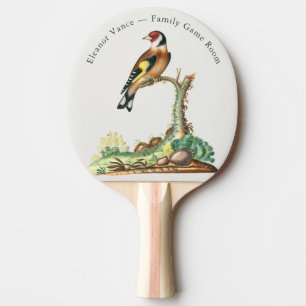Personalised Vintage Goldfinch Family Game Room Ping Pong Paddle