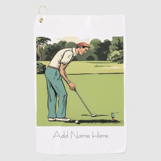 Personalised Vintage Golfers Golf Towel (Front)