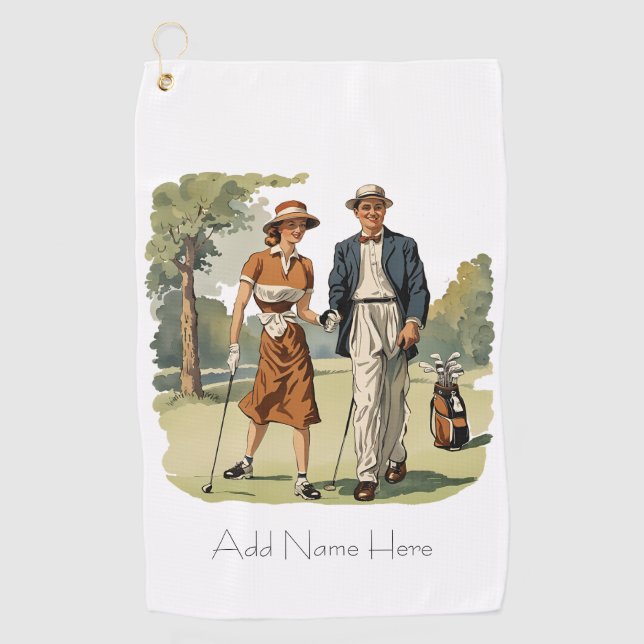 Personalised Vintage Golfers Golf Towel (Front)