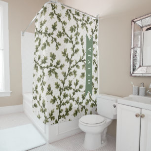 Personalised Vintage Green Garden Botanical Rustic Shower Curtain