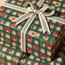 Personalised Vintage Green Plaid Christmas