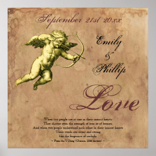 Personalised Vintage Grunge Cupid Love Poster