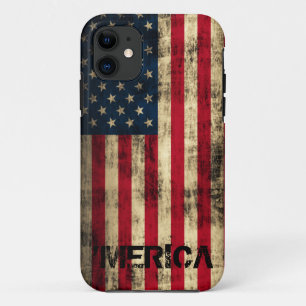 Personalised Vintage Grunge 'Merica Flag iPhone 11 Case