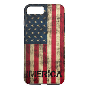 Personalised Vintage Grunge 'Merica Flag iPhone 8 Plus/7 Plus Case