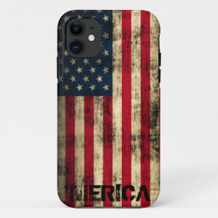 Personalised Vintage Grunge 'Merica Flag iPhone 11 Case