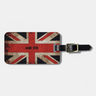 Personalised Vintage Grunge UK Flag Luggage Tag