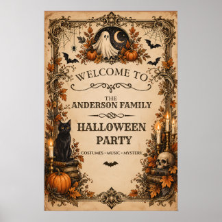 Personalised Vintage Halloween Party Welcome Poster