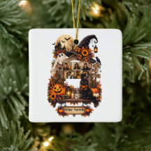 Personalised Vintage Halloween Photo Name Black Ca