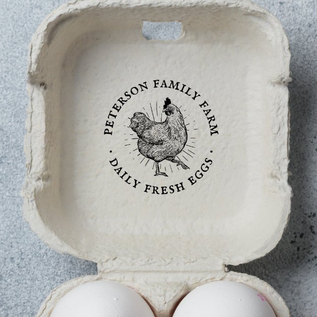 Personalised Vintage Hand-drawn Chicken Egg Rubber Stamp (Rubber Stamp Mock-up)