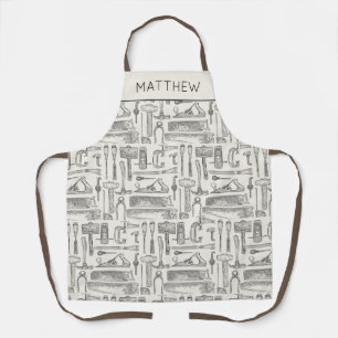Personalised Vintage hand Tools Patterned Apron