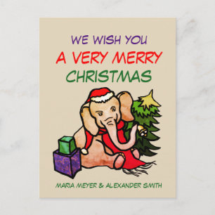 Personalised Vintage Happy Cute Cartoon Christmas Holiday Postcard