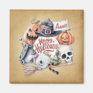 Personalised Vintage Happy Halloween Magnet