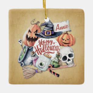 Personalised Vintage Happy Halloween   Ornament