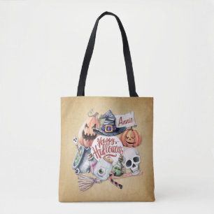 Personalised Vintage Happy Halloween   Tote Bag