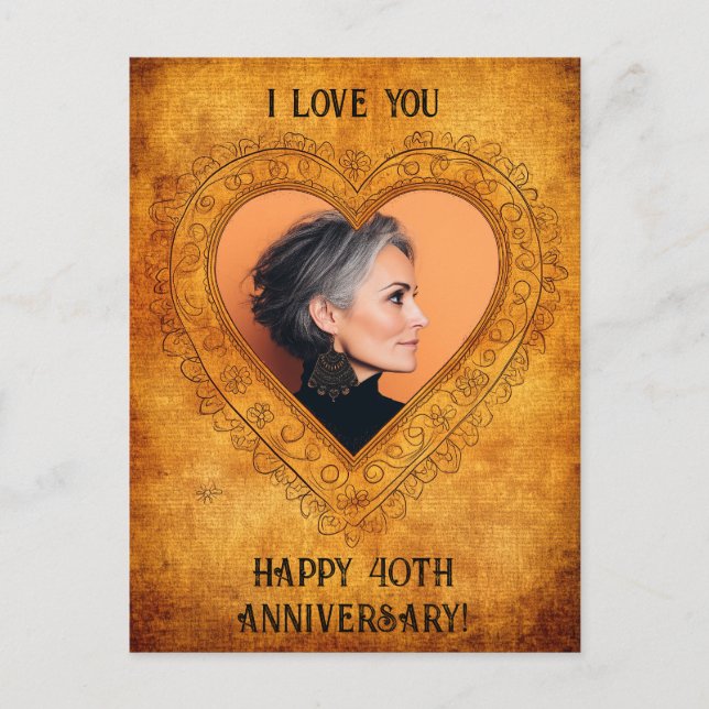 Personalised Vintage Heart Frame Postcard (Front)