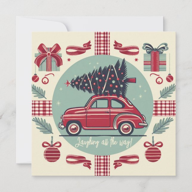 Personalised Vintage Holiday Retro Christmas Car (Front)