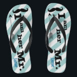 Personalised Vintage I am Her Mr. Stripes Flip Flops<br><div class="desc">Personalised Vintage I am Her Mr. Stripes Pattern - Photo Props! Honeymoon Beach Attire</div>
