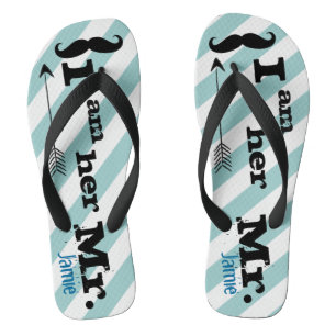 Personalised Vintage I am Her Mr. Stripes Flip Flops