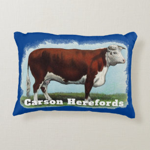 Personalised Vintage Illustration of Hereford Cow Decorative Cushion